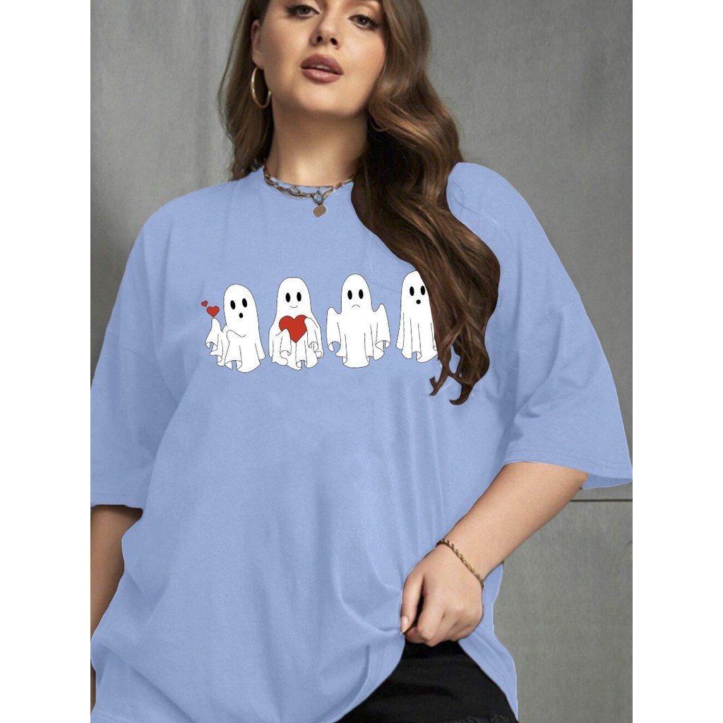 Camiseta Feminina Azul Bebê Oversized Tumblr Blogueira Tecido Macio Fashion Blusa Aesthetic Bordado