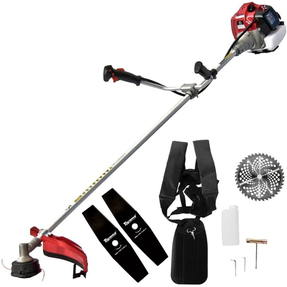 ROÇADEIRA A GASOLINA TOYAMA TBC52X-GII TWO BOX COM KIT CARRETEL NYLON E 3 LÂMINAS em Oferta na Shopee
