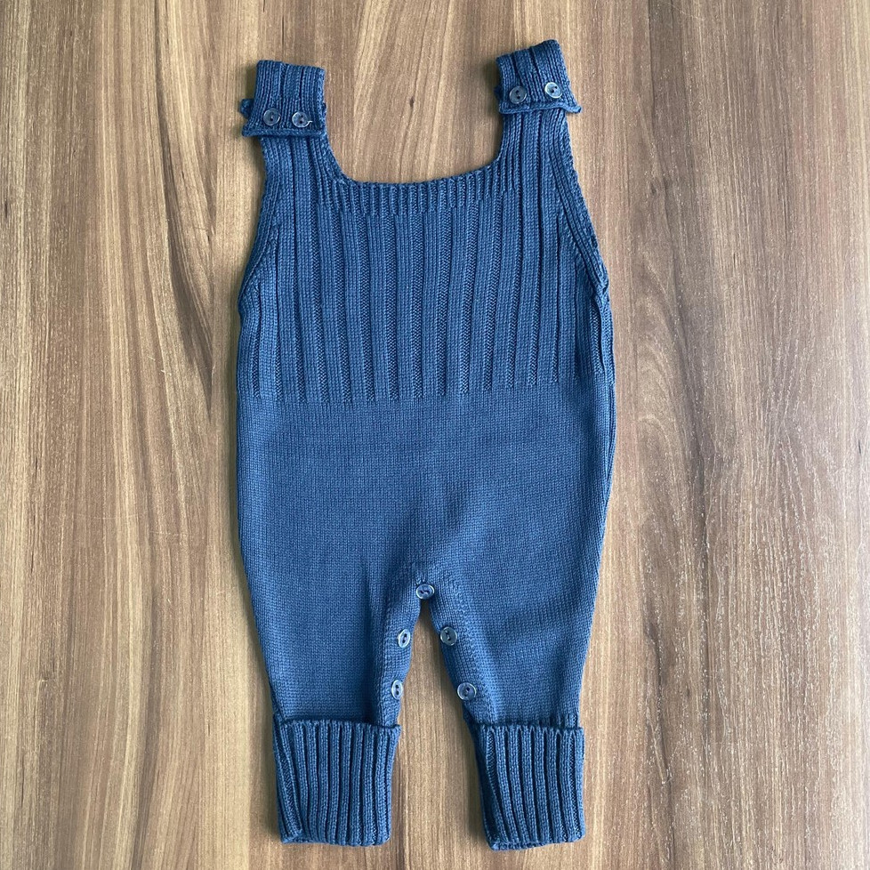 Jardineira Macacão Trico Bebê Vira Pé Romper Saida Maternidade Menina Menino RN em Oferta na Shopee