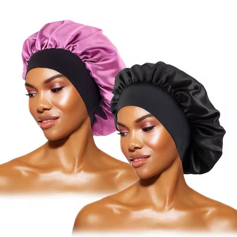 Touca de Cetim com Faixa Toca para Dormir Toca de Seda Antifrizz