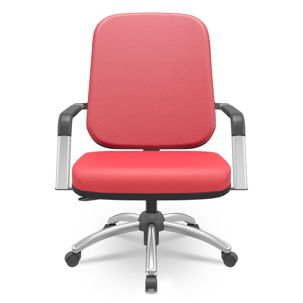 Cadeira de Escritório Giratória com Braço Cromada Magno P03 Vinil Vermelho - Lyam Decor