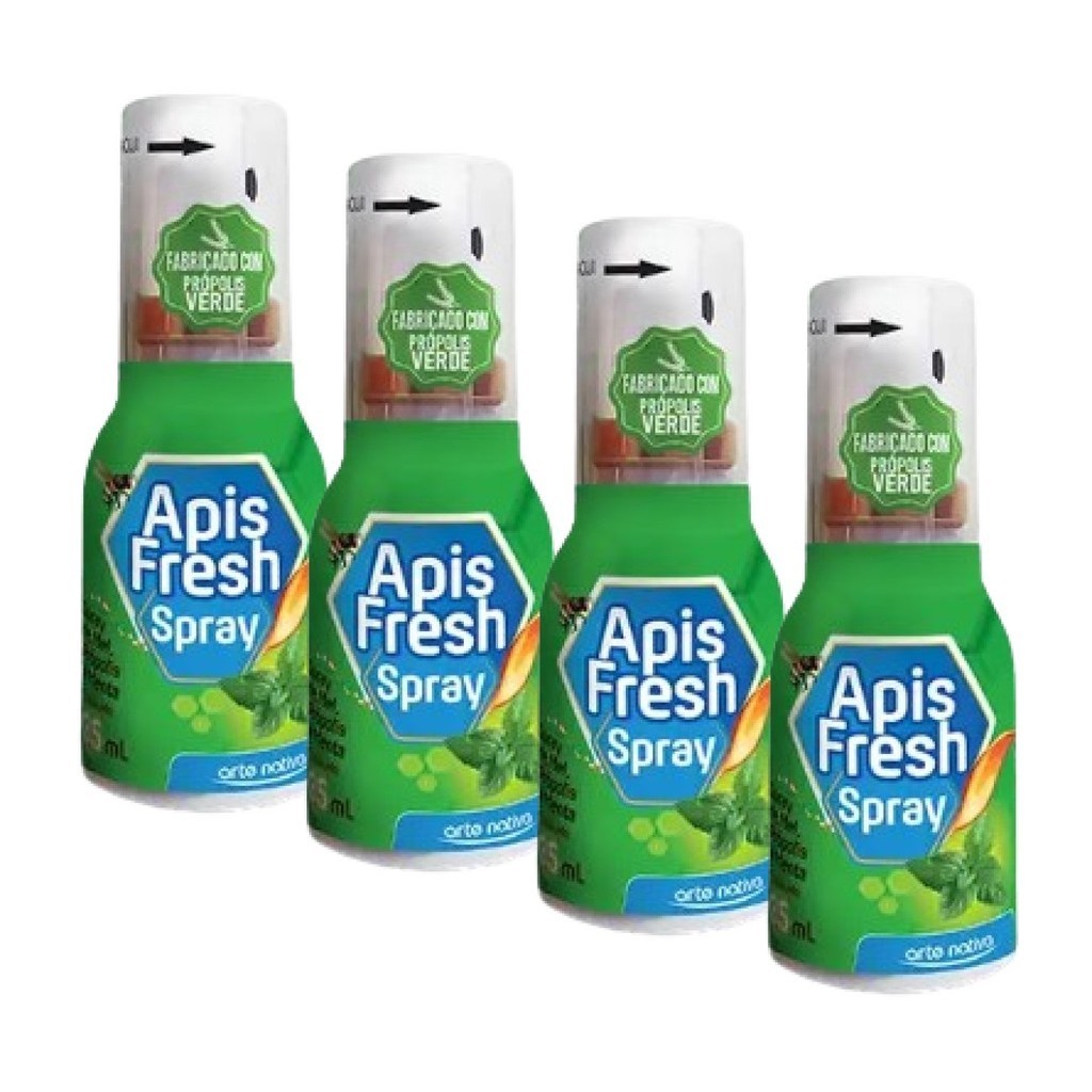 Kit 4 Spray Mel Própolis Menta 35ml Apis Fresh - Arte Nativa