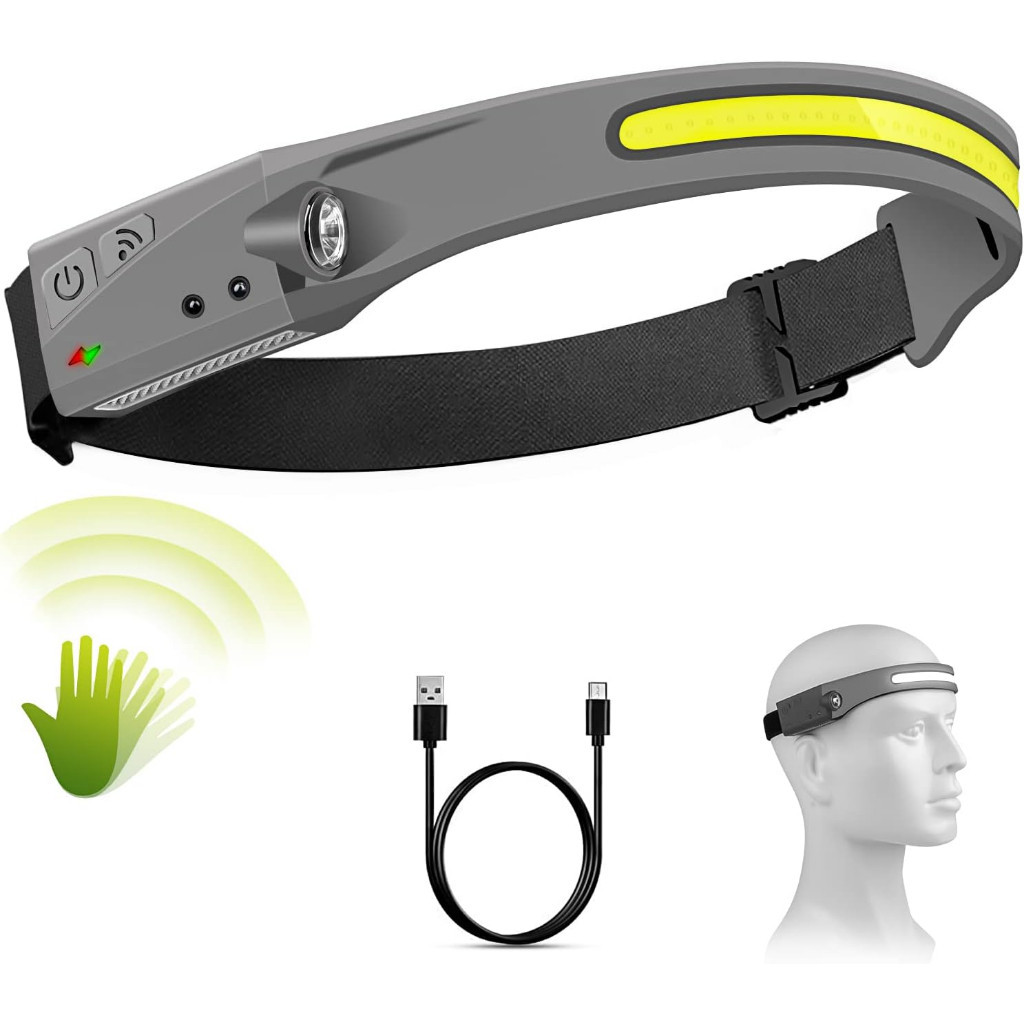 Imagem KIT COM DESCONTO Lanterna de Cabeça Recarregável Led Corpo Motion Camping Torch Light Lamp Com Usb