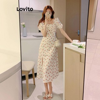 Lovito Vestido feminino elegante Ditsy Floral Padrão LNE52113