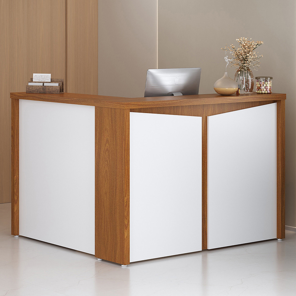 Balcão de Atendimento Para Recepção em L Unik A02 Freijó Branco - Lyam Decor em Oferta na Shopee