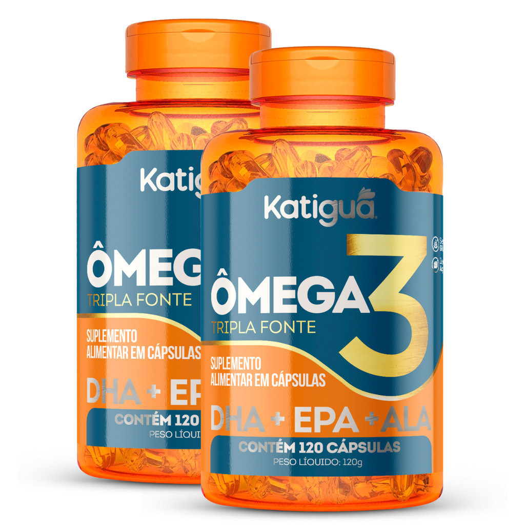 Kit 2 ou 1 Pote Ômega 3 Tripla Fonte 1000mg 120cápsulas - Katiguá em Oferta na Shopee