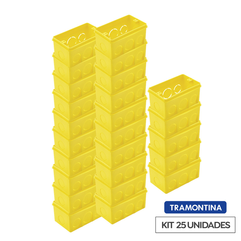 Kit 25 Caixas De PVC 4X2 Retangular Amarela 57500/041 Tramontina