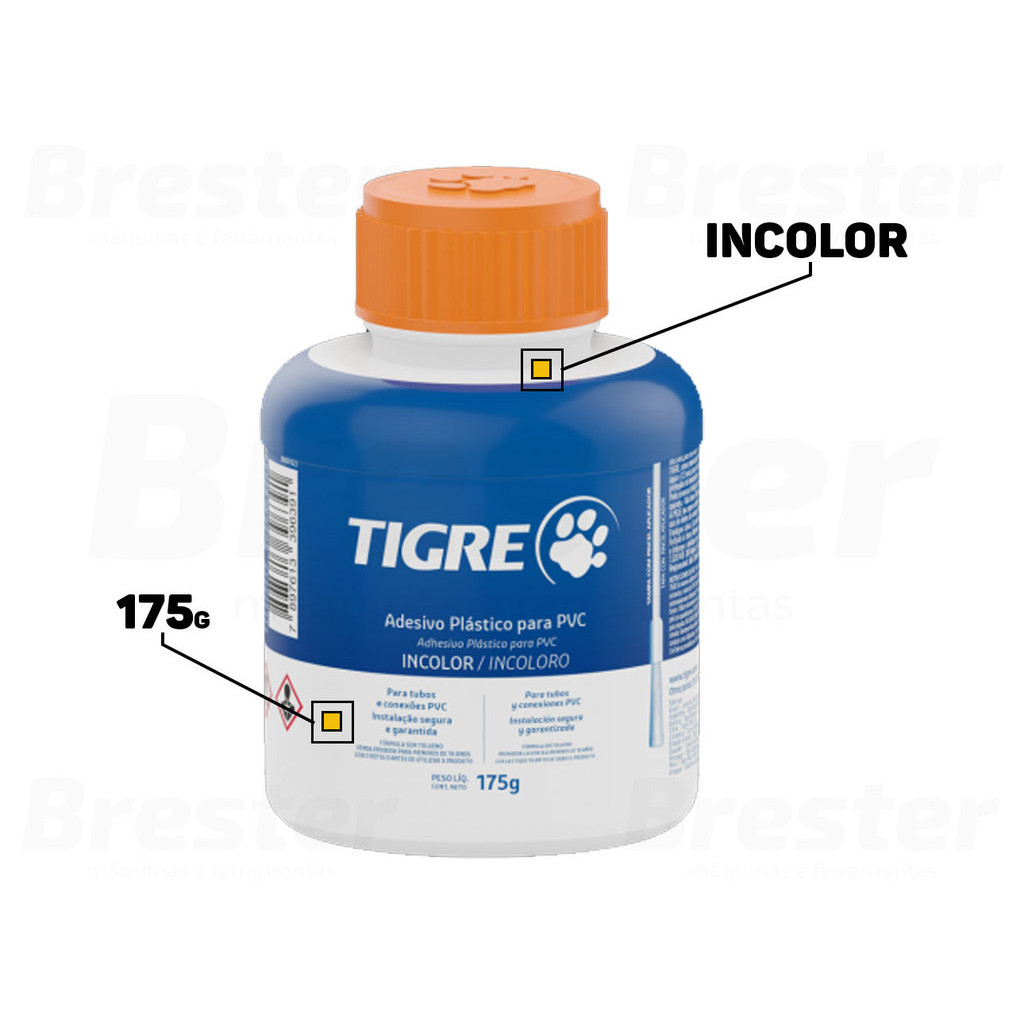 Adesivo Cola Incolor Frasco 175 Gramas Com Pincel Para Pvc Obra Encanamento Tigre · foto 2