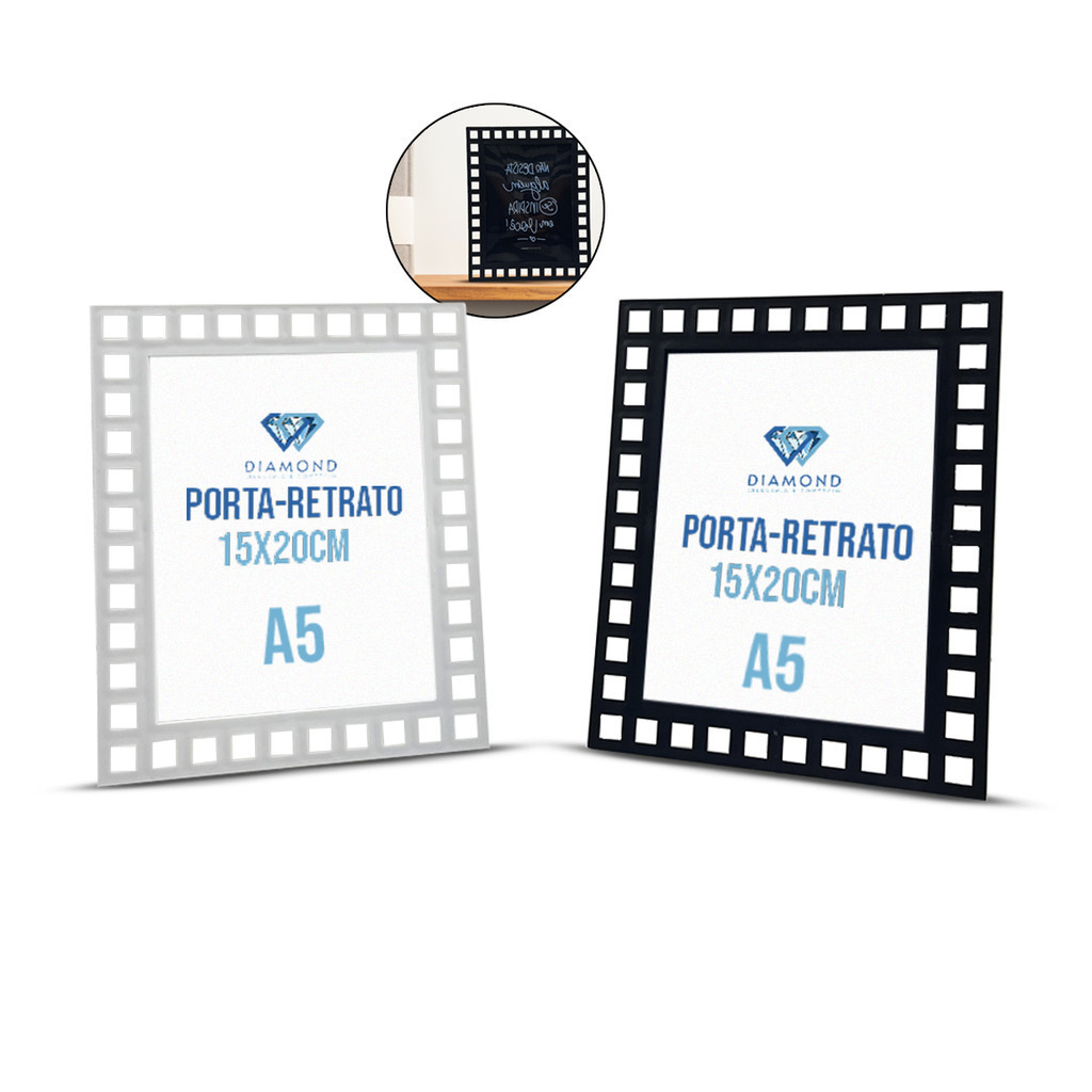 kit 5 porta retratos 15x20 A5 moldura preto branco mesa pé gancho