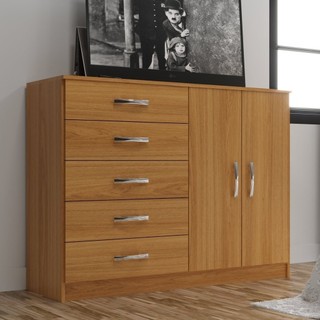 Cômoda 2 Portas 5 Gavetas  Cinamomo em Oferta na Shopee
