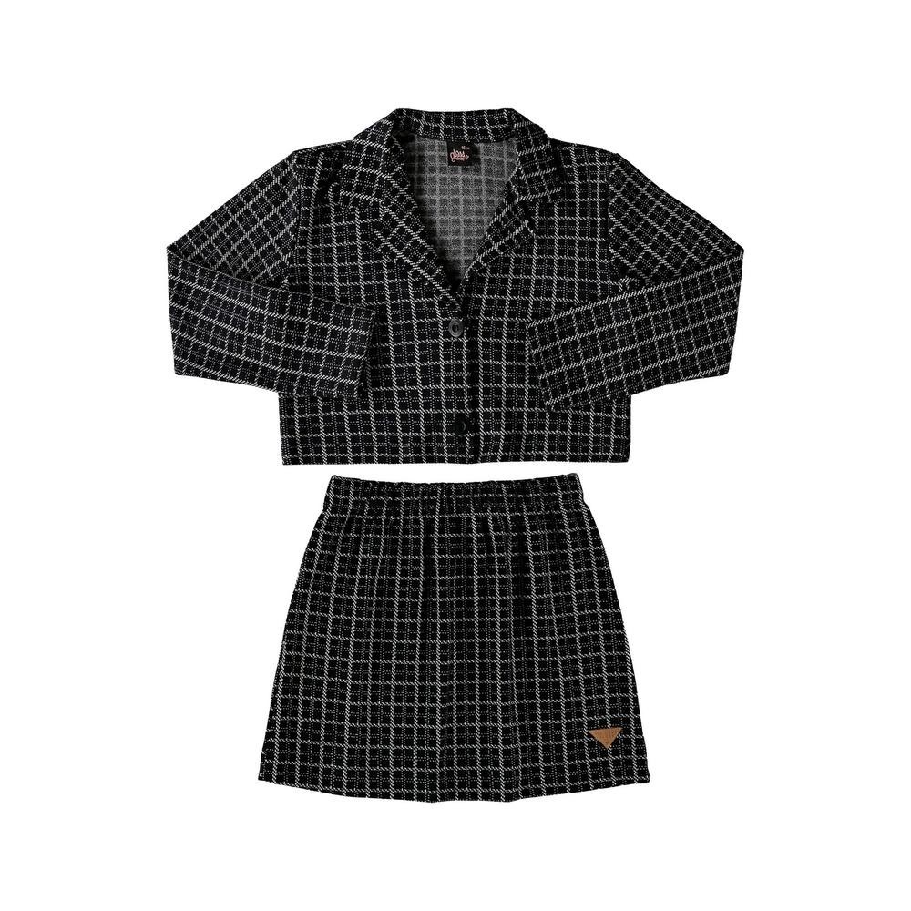 Conjunto Blazer Cropped e Saia em Jacquard Juvenil Gloss - Baby & Kids Fashion