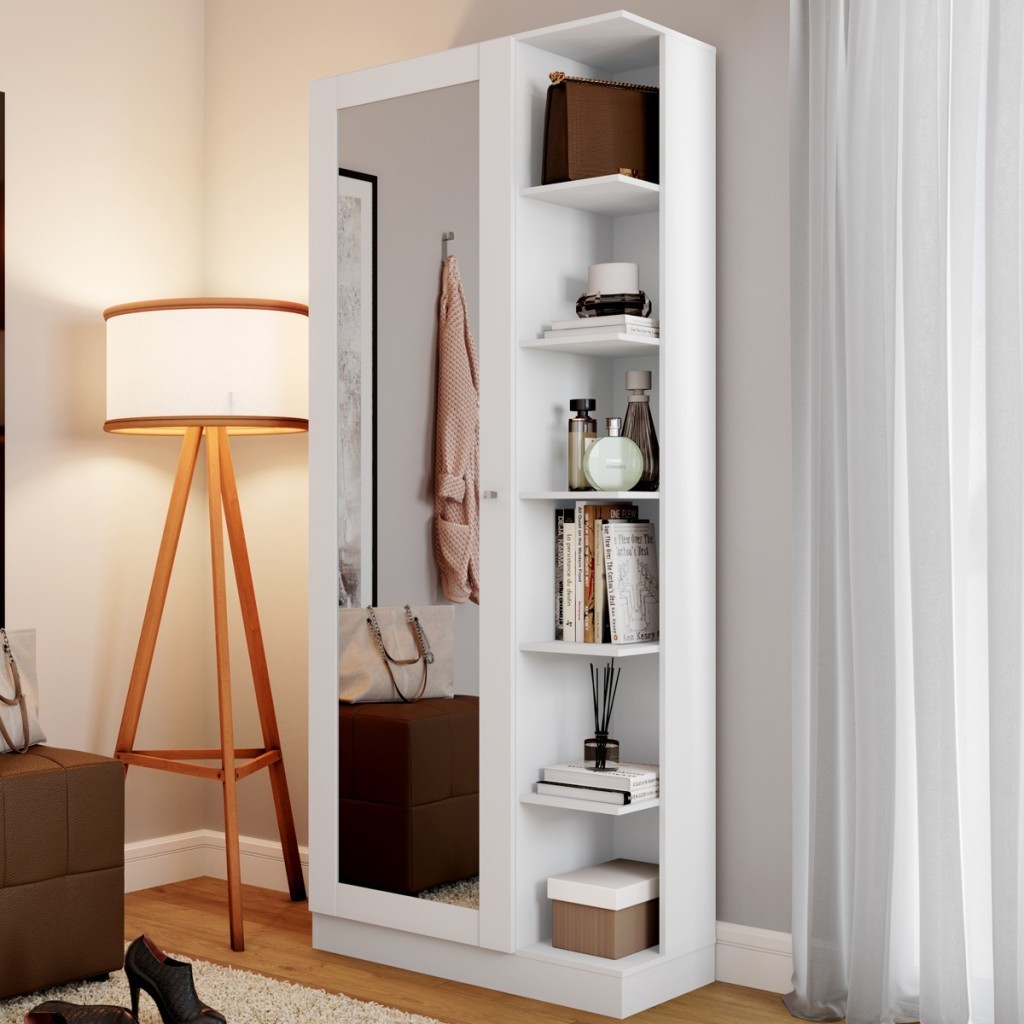 Sapateira Magia 1 Porta com Espelho Branco Flex - Panorama Móveis em Oferta na Shopee