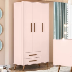 Guarda-Roupa de Bebê Encanto 3 Portas 2 Gavetas