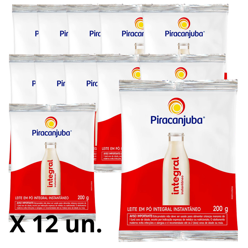 Leite Em Pó Piracanjuba Integral 400g Kit Com 12 Un.