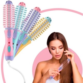 Mini Escova enrola cabelo chapinha bivolt portátil alisadora 2em1 em Oferta na Shopee