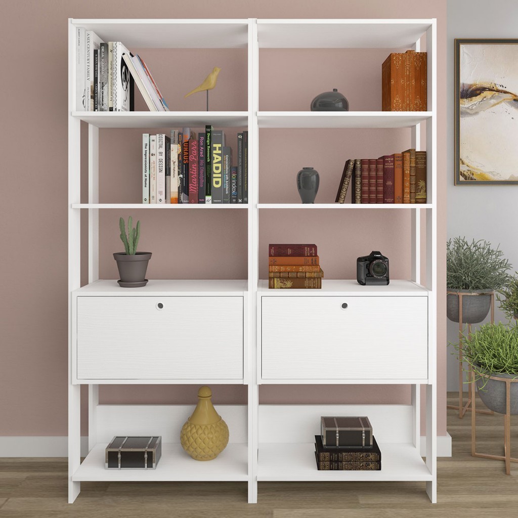 Estante para Livros Match 2 Porta 6 Prateleiras Branco - Panorama Móveis em Oferta na Shopee