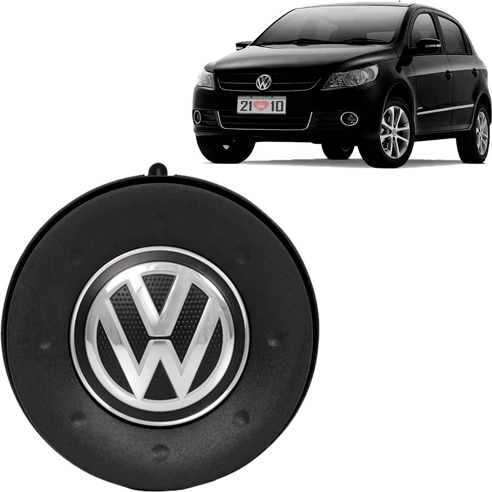 Botão de Buzina volante Gol G4 e Fox 2006 2007 2008 2009 2010 2011 2012 2013 cor preta com logo