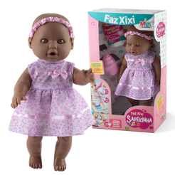 Boneca Negra Bebezão Faz Xixi De Verdade Com Fralda E Mamadeira Milk Brinquedos