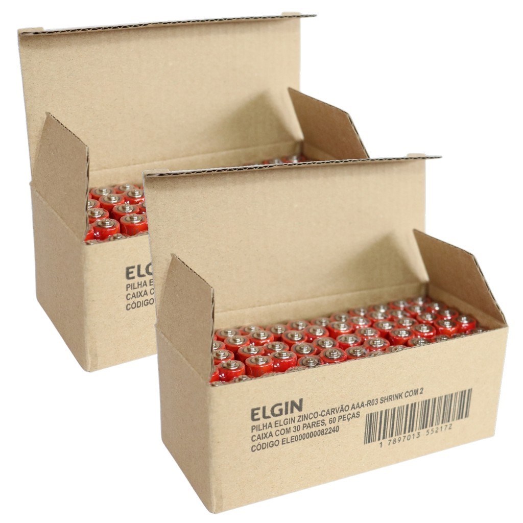 120 Pilhas Zinco Carvão Aaa Palito 3a Comum R03 1,5V Elgin - Home Appliances