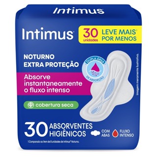 Absorvente Intimus® Noturno Seca C/ Abas 30 Un em Oferta na Shopee