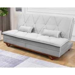 Sofá Cama Estoril 1,90m Cinza Suede Velut - King House