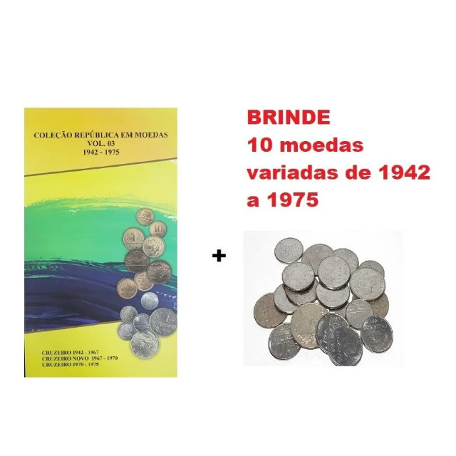 Álbum Encaixe para Moeda Reforma Monetária e Cruzeiro 1942-1975 + 10 Moedas