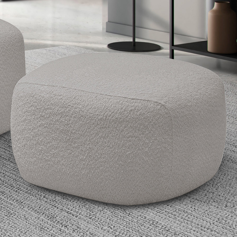 Puff Decorativo Orgânico Para Sala de Estar Living Barolo L06 Bouclê Cinza - Lyam Decor em Oferta na Shopee