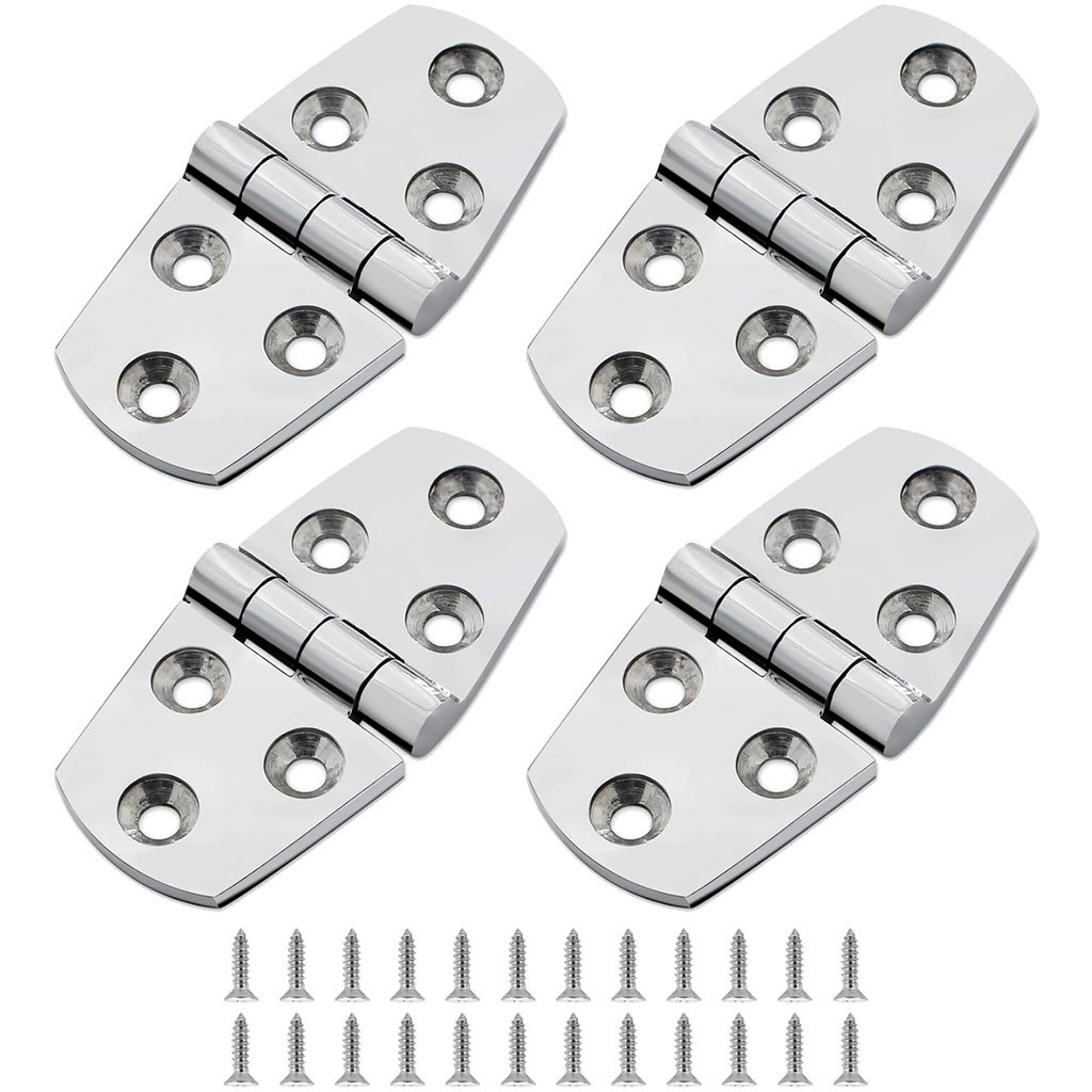 kit com 4 Dobradiças reforçadas em Aço Inox 76x38x5mm para Lancha Barco ou Trailer