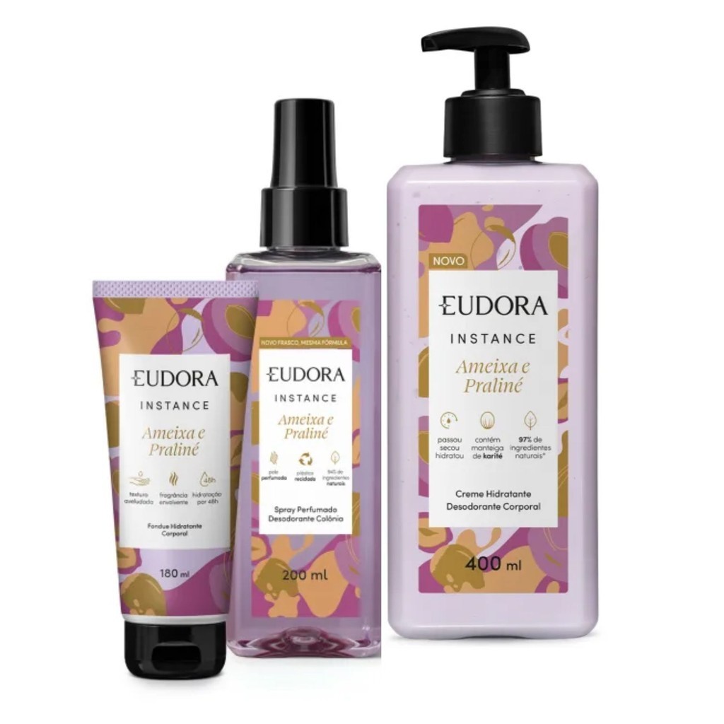 Kit Combo Presente Eudora Instance Ameixa E Praliné Banho e Cuidados Com o Corpo