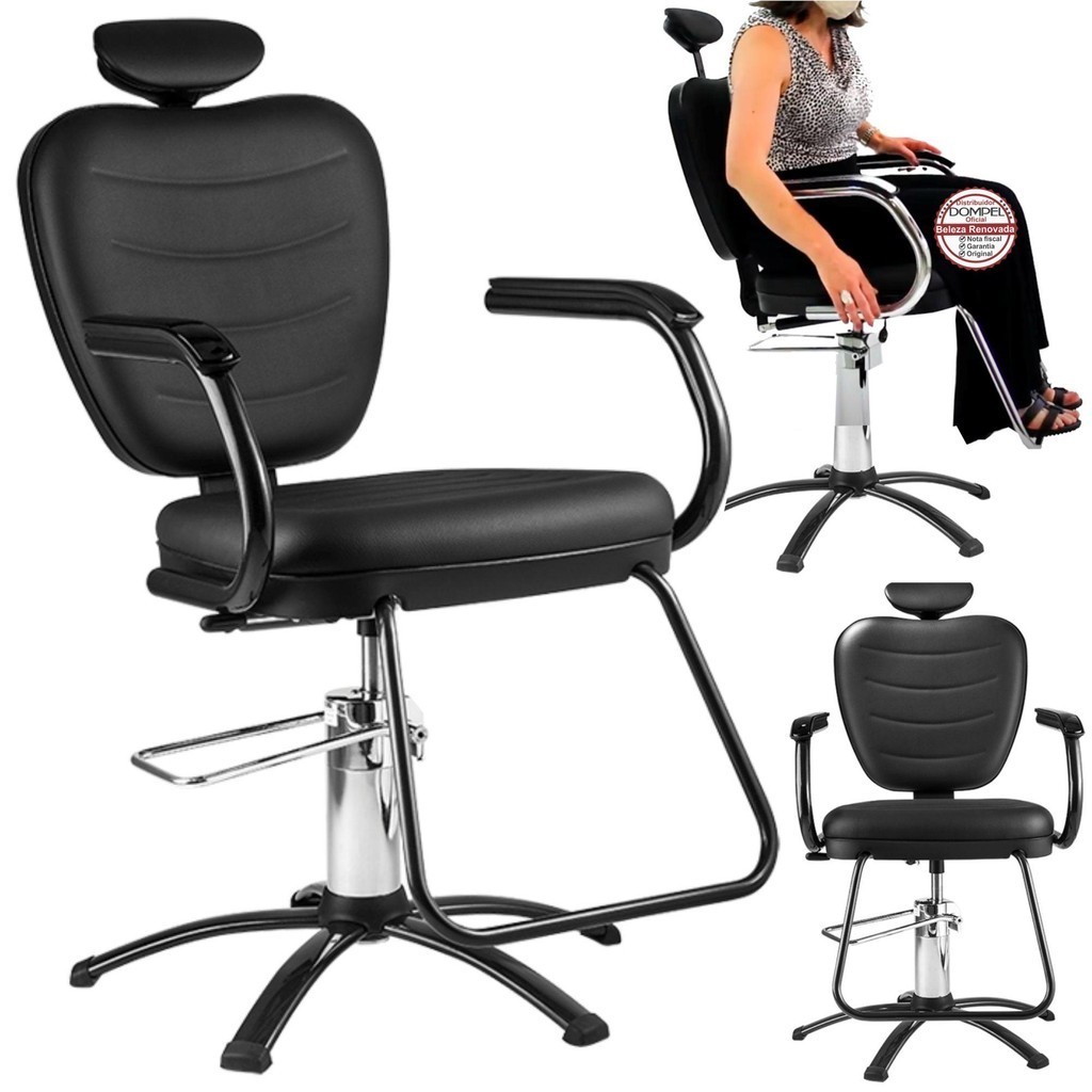 Cadeira Dompel Top Hidráulica Salão Beleza Preto em Oferta na Shopee