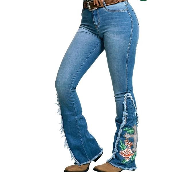 Calça Flare Feminina Bordado Bill Way