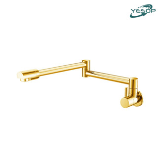 YESOP Torneira Cozinha De Parede Articulável Dobrável Inox Dourado Polido 40cm Gourmet Premium em Oferta na Shopee