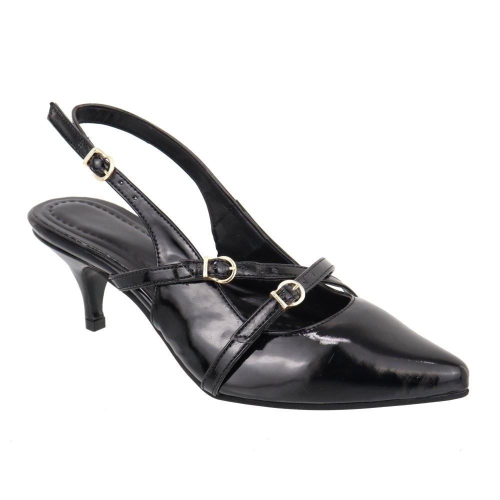 Sapato Social Scarpin Feminino Napa Preta Salto Baixo Fino 6030 PROMOÇÃO