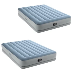 Kit 02 Colchão Inflável Casal Intex Queen Dura Beam Plus Bomba de Ar USB Embutida