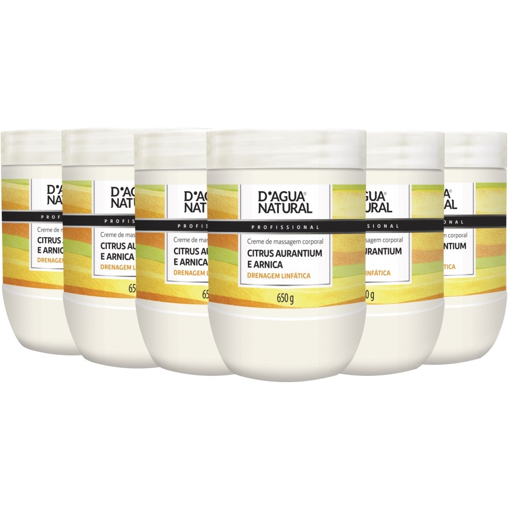 6un Creme Massagem Corporal Citrus Aurantium E Arnica 650g Dágua Natural