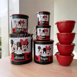 Kit potes de mantimentos cozinha 5 peças + 4 potes Boll redondo em Oferta na Shopee