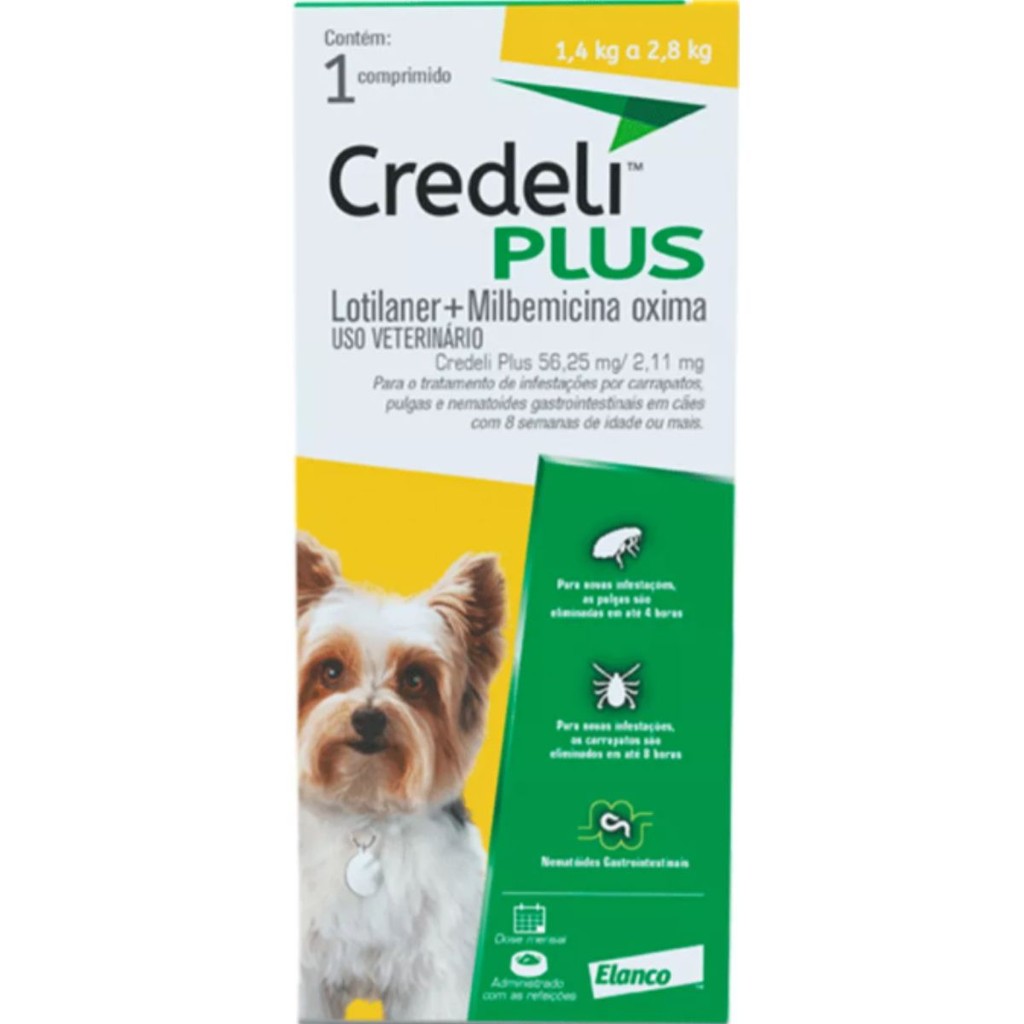 Antipulgas Credeli Plus Cães 1,4 a 2,8 Kg 1 Comprimido em Oferta na Shopee