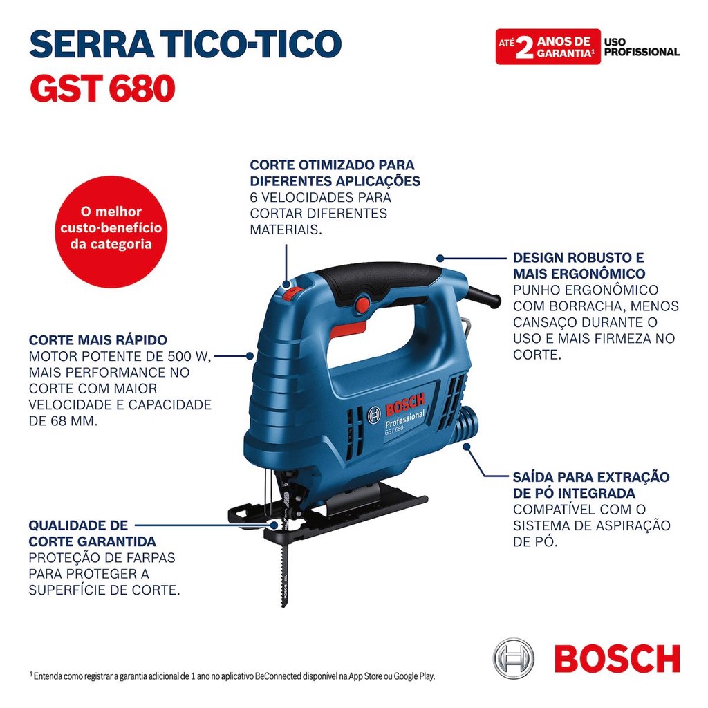 Serra Tico-tico GST 680 500W 127V com 1 lâmina Bosch — imagem 2 de 2