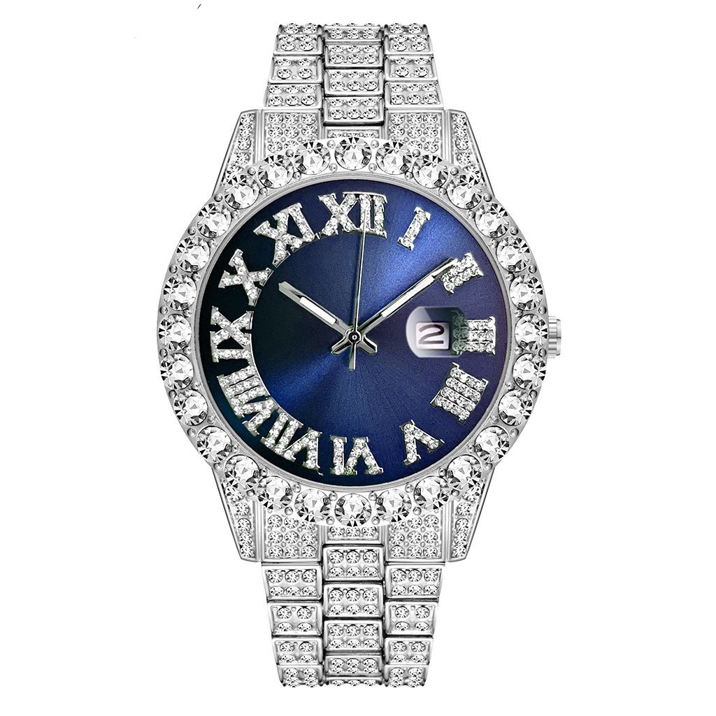Relógio masculino Hip Hop Premium europeu americano calendário conjunto de relógio (sem caixa)