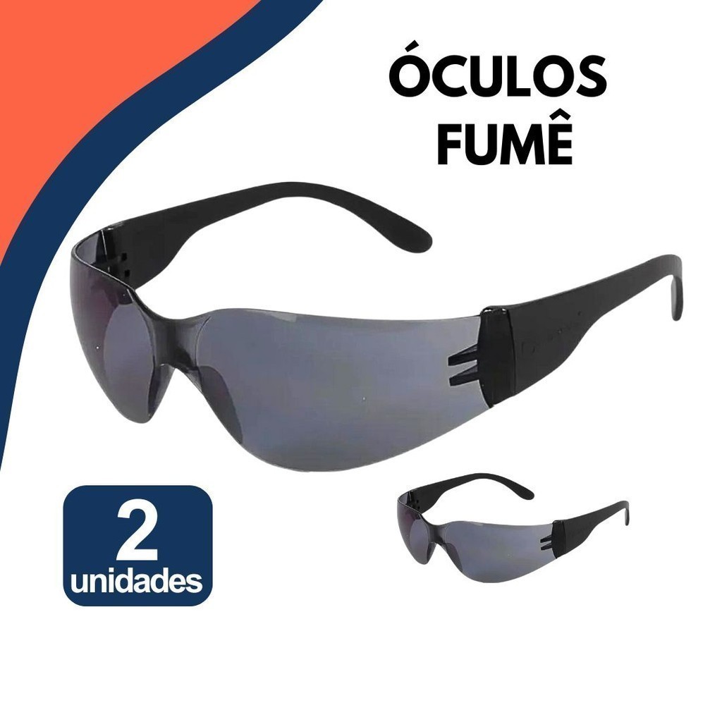 Kit 2 Óculos Proteção Visual Trabalho EPI Fumê Construção Civil Obra Segurança