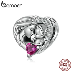 Bamoer 925 Sterling Sliver Charm Mãe-Filho Relacionamento Pingente Acessórios Série Para Pulseira