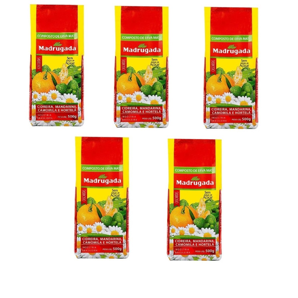 KIT 05 pacotes Composto de Erva-mate Cascaritas Madrugada 500g cada