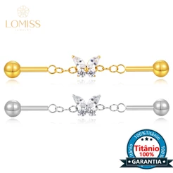 Piercing Transversal Titânio Borboleta Zircônia Cravejada