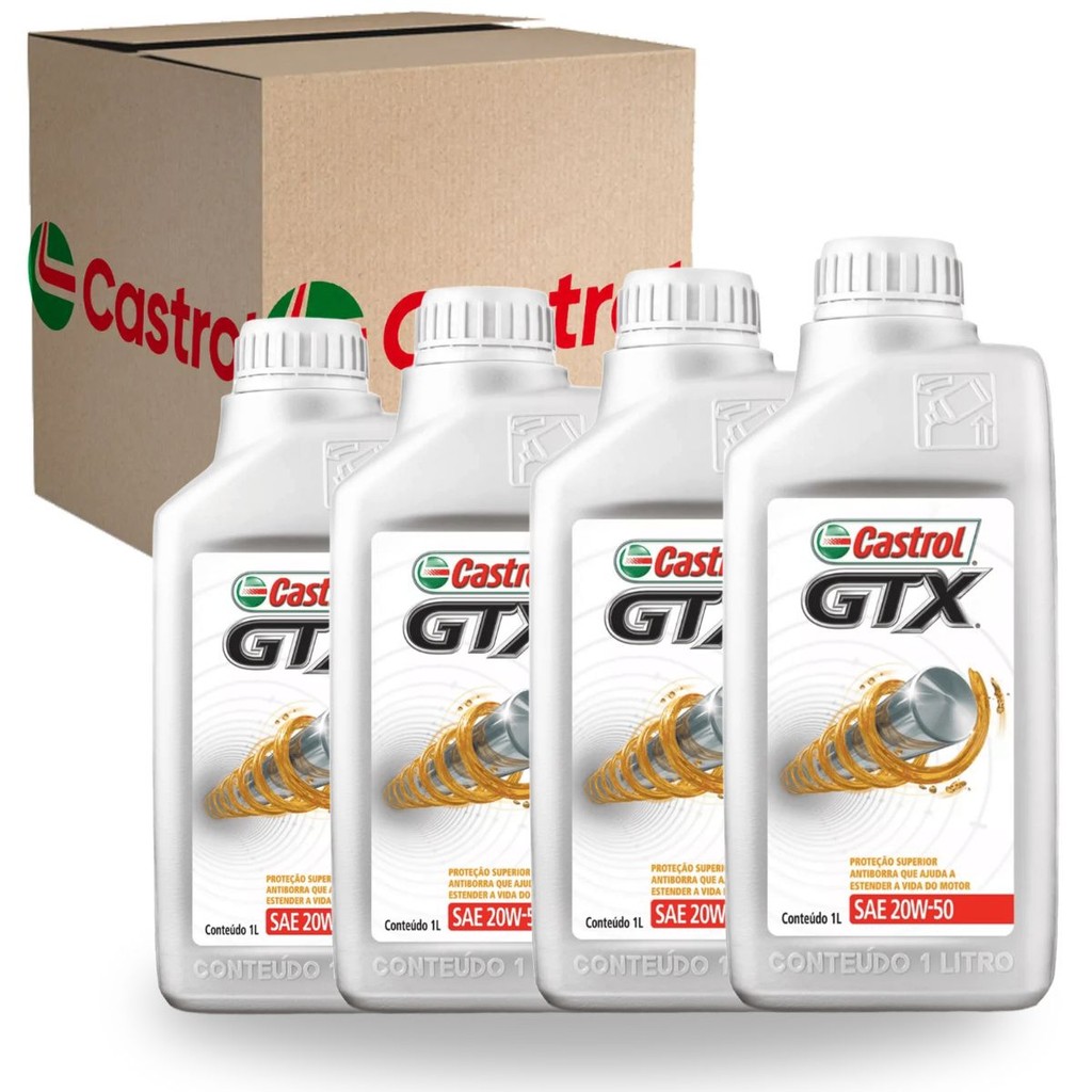 Kit 4 Oleos Lubrificante GTX 20w50 Mineral SAE API Original Castrol em Oferta na Shopee