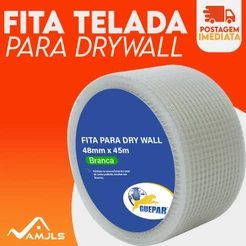 Fita Telada Drywall e Gesso Auto Adesiva 10, 45 e 90 Metros Fita para Drywall Gesso Parede Reforço de Juntas