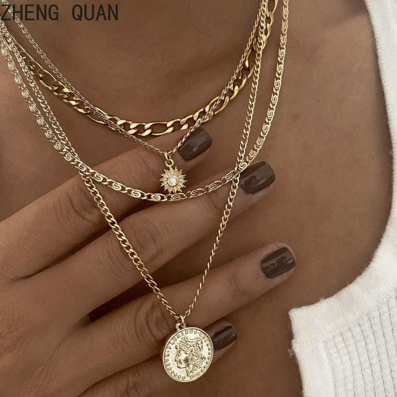 Moda Retro 18k Banhado A Ouro Cruz Colar Multilyer Pérola Corrente Colares Para Mulheres Jóias Vintage Presentes De Feri