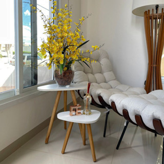 Conjunto de Mesinhas Canto E Apoio Pe Palito Tripe Porta Quadros E Objetos Tampo Orgânico em Oferta na Shopee