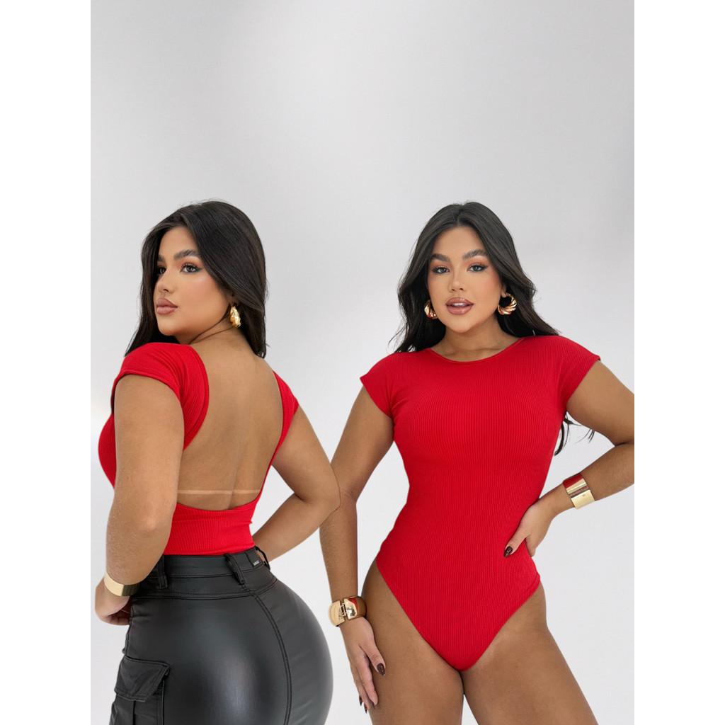 Body Feminino Costa Aberta Collant Decote Costa Básico Casual Dia Noite Blusa Manga Verão Carnaval em Oferta na Shopee