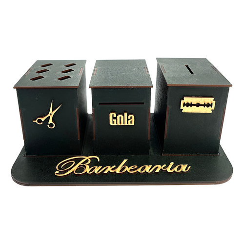 Descarte Laminas De Barbearia + Porta Tesoura + Suporte Gola Higienica