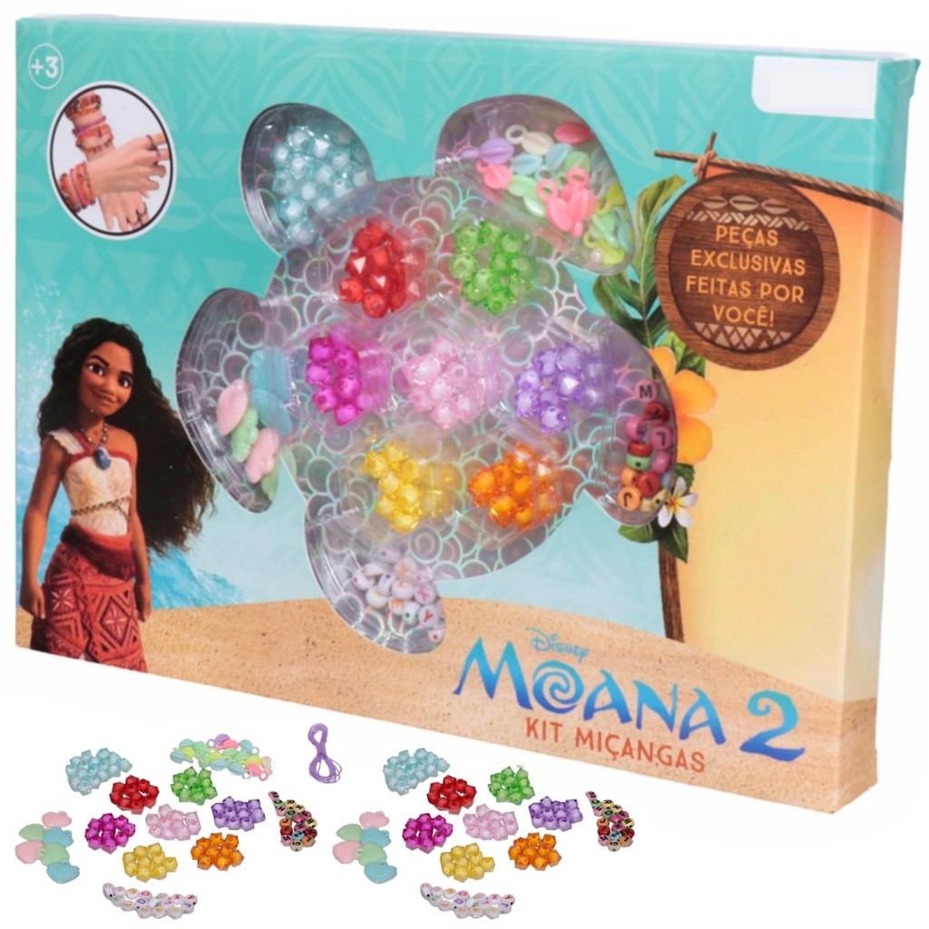 Kit Miçangas Princesa Moana Disney Pulseira Colar 120 Peças